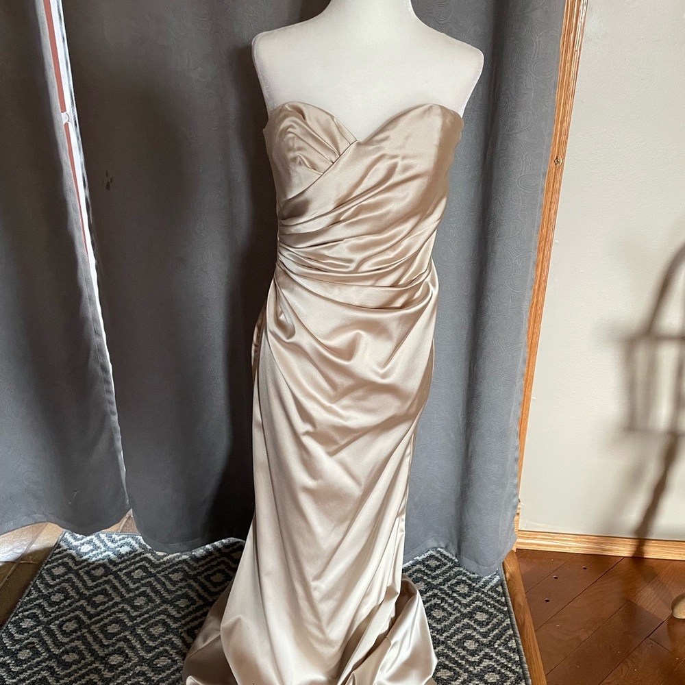 Le Chateau Backless Satin Dress - Cream